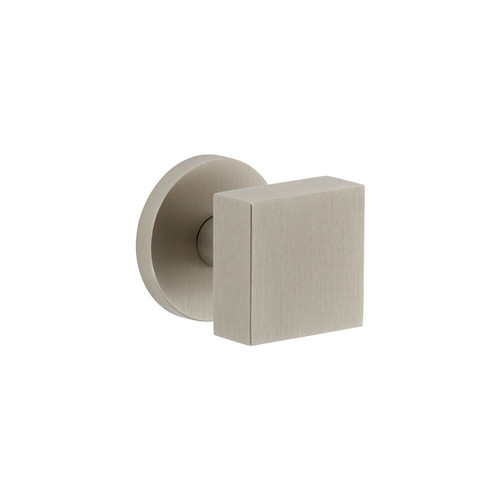 Viaggio Quadrato Door Knob - Circolo Rosette - 64mm - Satin Nickel