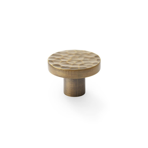 Castella Bexhill Hammered Cabinet Knob - 38mm - Aged Brass