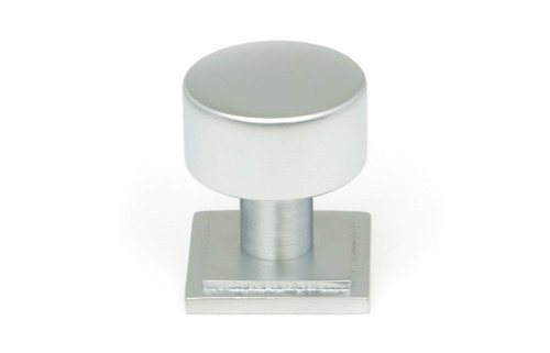 From The Anvil Kelso Cabinet Knob with Square Backplate - Satin Chrome