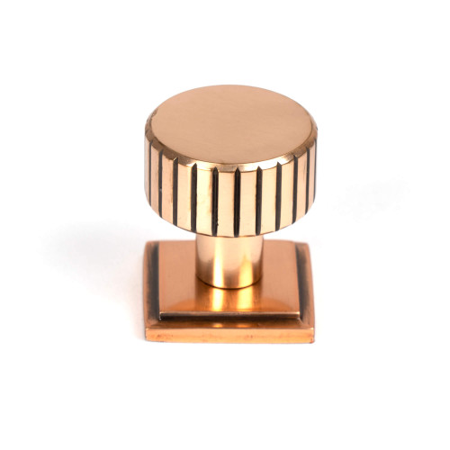 From The Anvil Judd Cabinet Knob with Square Backplate - Polished Bronze