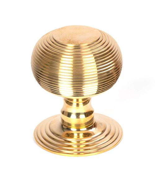 From The Anvil Beehive Centre Door Knob - 80mm - Unlacquered Polished Brass