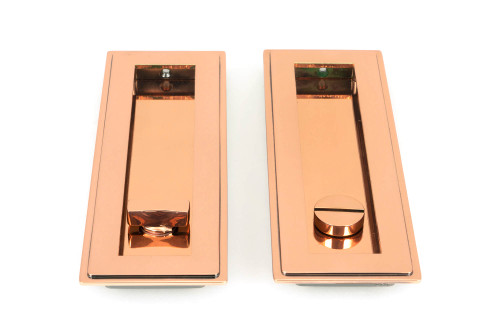 From The Anvil Art Deco Cavity Sliding Door Handle - Privacy Set - Polished Bronze