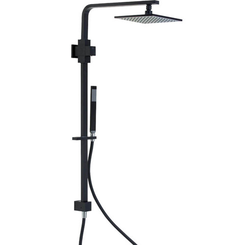 Fienza Jet Twin Shower Rail Tap with Waterfall Head - 200mm Rose - Matte Black