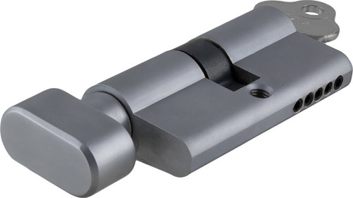 Tradco/Iver Euro Cylinder (C4) with Thumbturn - 5 Pin/65mm - Satin Chrome