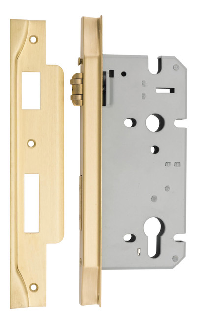 Iver Rebated Euro Roller Lock - 60mm Backset - Brushed Gold PVD