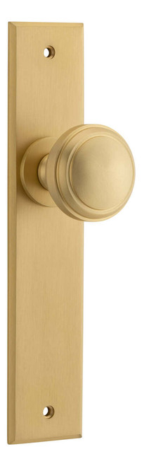 Iver Paddington Door Knob - Chamfered Plate - 240 x 50mm - Brushed Brass