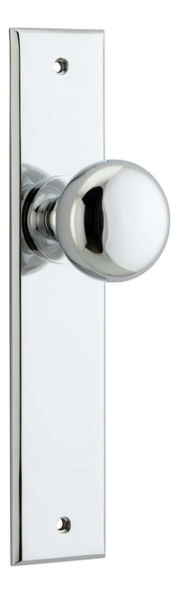 Iver Cambridge Door Knob - Chamfered Plate - 240 x 50mm - Chrome