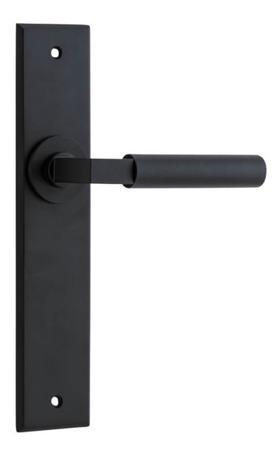 Iver Berlin Lever Door Handle - Chamfered Plate - 240 x 50mm - Matte Black