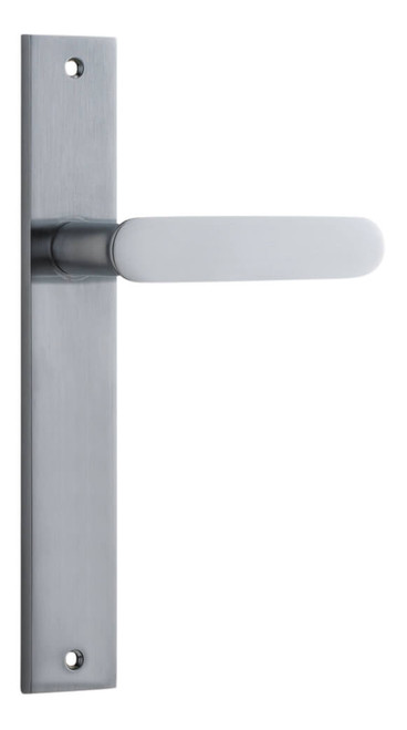 Iver Bronte Lever Door Handle - Rectangular Plate - 240 x 38mm - Brushed Chrome