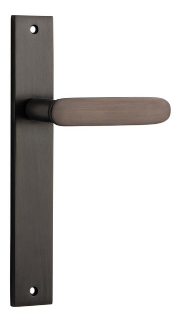 Iver Bronte Lever Door Handle - Rectangular Plate - 240 x 38mm - Signature Brass