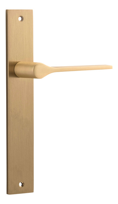 Iver Como Lever Door Handle - Rectangular Plate - 240 x 38mm - Brushed Brass