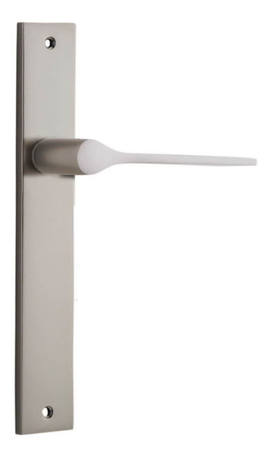 Iver Como Lever Door Handle - Rectangular Plate - 240 x 38mm - Satin Nickel