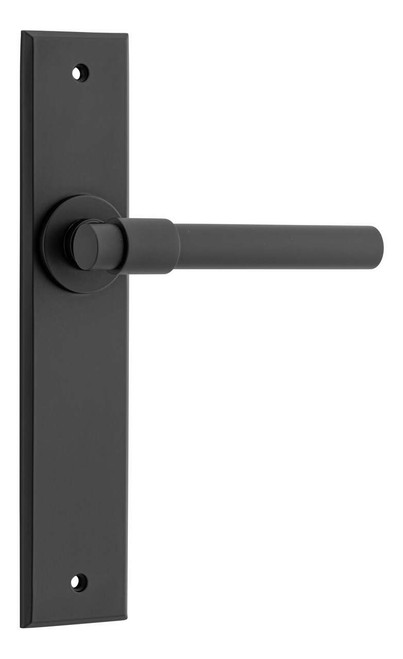 Iver Helsinki Lever Door Handle - Chamfered Plate - 240 x 50mm - Matte Black