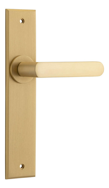 Iver Osaka Lever Door Handle - Chamfered Plate - 240 x 50mm - Brushed Brass