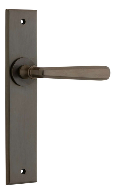 Iver Copenhagen Lever Door Handle - Chamfered Plate - 240 x 50mm - Signature Brass