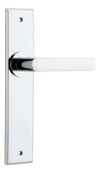 Iver Osaka Lever Door Handle - Chamfered Plate - 240 x 50mm - Chrome