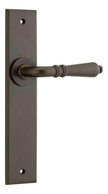 Iver Sarlat Lever Door Handle - Chamfered Plate - 240 x 50mm - Signature Brass