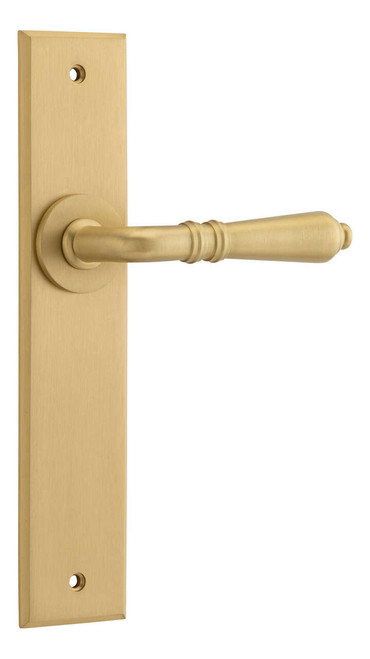 Iver Sarlat Lever Door Handle - Chamfered Plate - 240 x 50mm - Brushed Brass