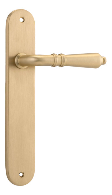 Iver Sarlat Lever Door Handle - Oval Plate - 240 x 40mm - Brushed Brass