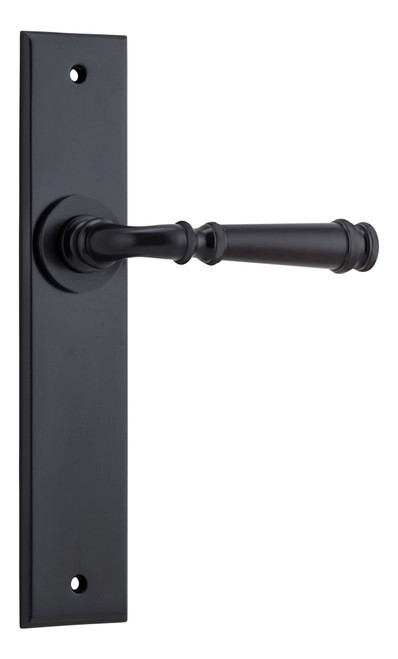 Iver Verona Lever Door Handle - Chamfered Plate - 240 x 50mm - Matte Black