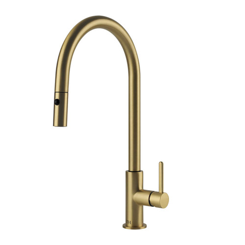 Turner Hastings Naples Kitchen Mixer Tap with Pull Out Spray - Swivel Spout - Brushed Brass