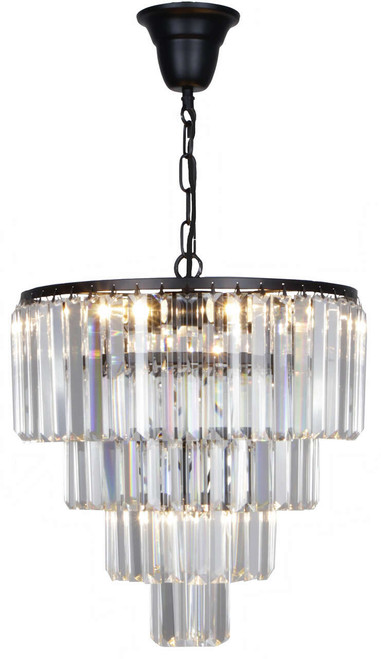 Lighting Inspirations Celestial Waterfall Chandelier Pendant Light - 4 Tier - 390mm - Matte Black