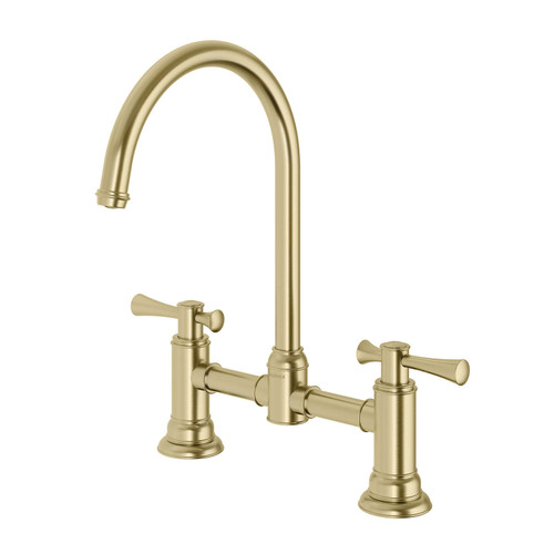 Phoenix Cromford Bridging Kitchen Tap - Swivel Spout - Brushed Gold