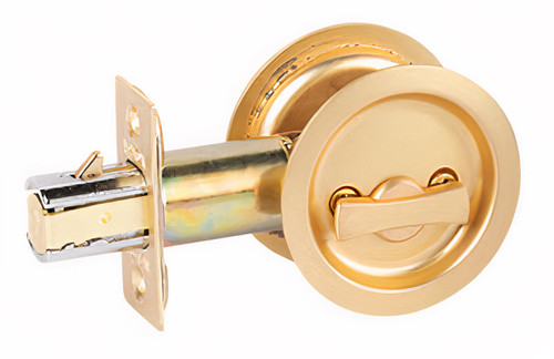 N2Lok Round Cavity Sliding Door Handle - Satin Brass