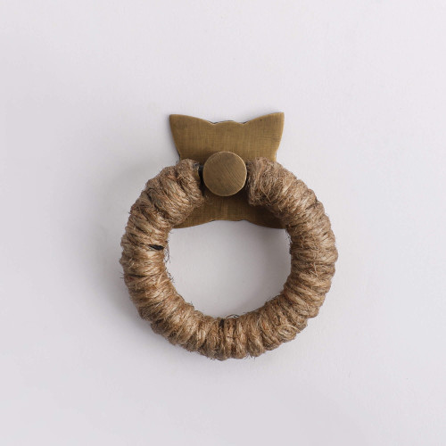 Hepburn Cotton Rope Ring Pull - 56mm - Acid Washed Brass