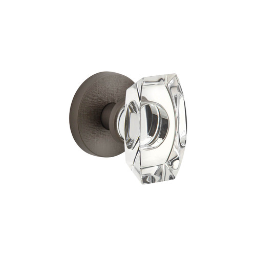 Viaggio Stella Crystal Door Knob - Circolo Linen Rosette - 64mm - Titanium Grey