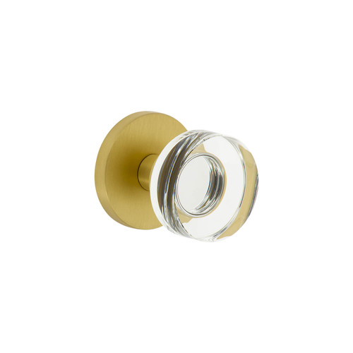 Viaggio Circolo Crystal Door Knob - Circolo Rosette - 64mm - Satin Brass