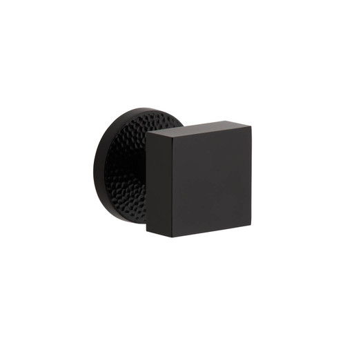 Viaggio Quadrato Door Knob - Circolo Hammered Rosette - 64mm - Satin Black