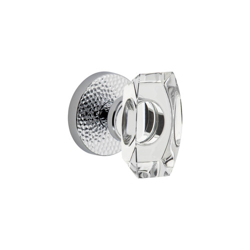 Viaggio Stella Crystal Door Knob - Circolo Hammered Rosette - 64mm - Bright Chrome