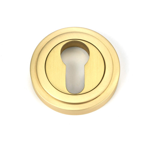 From The Anvil Art Deco Euro Cylinder Escutcheon - 53mm - Satin Brass