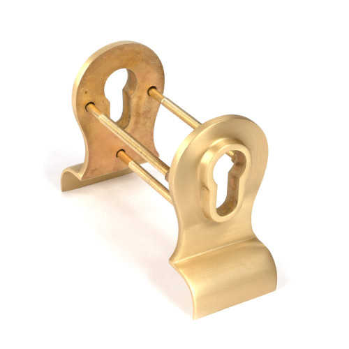 From The Anvil Pull Handle with Euro Cylinder Hole - 90mm - Satin Brass (Pair)