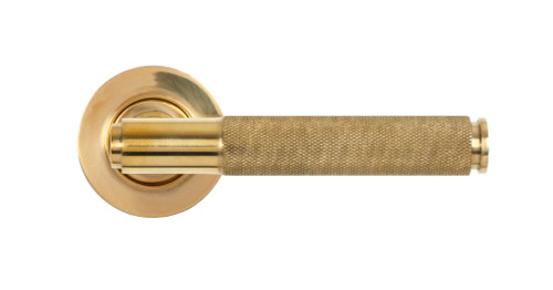 From The Anvil Brompton Plain Lever Door Handle - Round Rosette - 53mm - Unlacquered Polished Brass