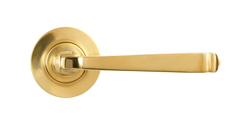 From The Anvil Avon Plain Lever Door Handle - Round Rosette - 53mm - Unlacquered Polished Brass