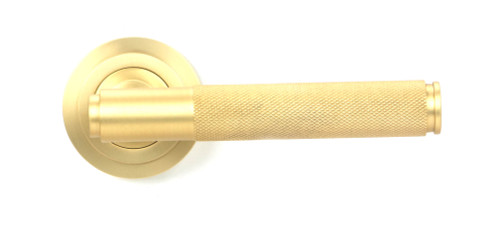 From The Anvil Brompton Art Deco Lever Door Handle - Round Rosette - 53mm - Satin Brass