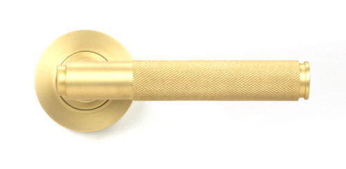 From The Anvil Brompton Plain Lever Door Handle - Round Rosette - 53mm - Satin Brass