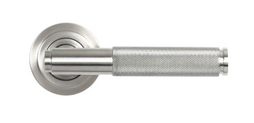 From The Anvil Brompton Art Deco Lever Door Handle - Round Rosette - 53mm - 316 Satin Stainless Steel