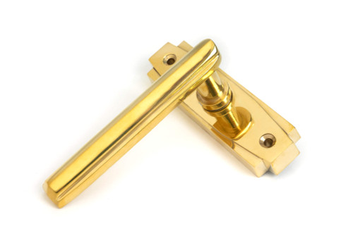 From The Anvil Art Deco Lever Door Handle - 125 x 36mm - Unlacquered Polished Brass