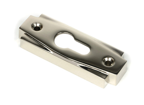 From The Anvil Art Deco Rectangle Euro Cylinder Escutcheon - 100 x 36mm - Polished Nickel