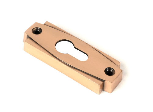 From The Anvil Art Deco Rectangle Euro Cylinder Escutcheon - 100 x 36mm - Polished Bronze