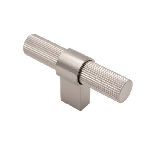 Manovella Fluted Athena T Bar Cabinet Knob - 68mm - Brushed Nickel