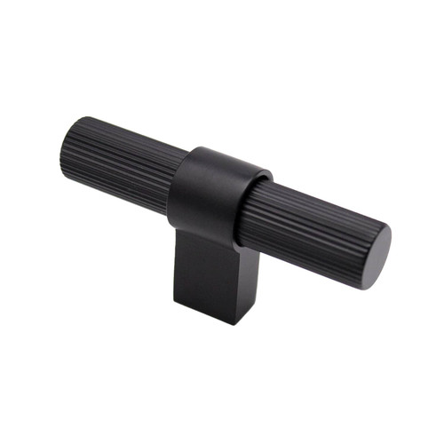 Manovella Fluted Athena T Bar Cabinet Knob - 68mm - Matte Black