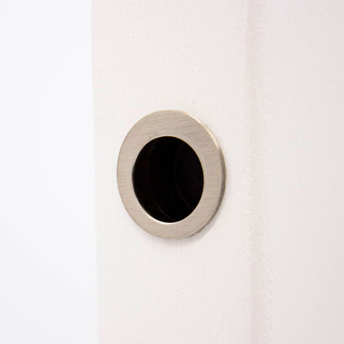 Manovella Round Sliding Door Edge Pull - 28mm - Brushed Nickel