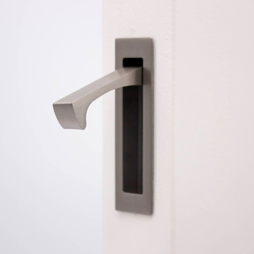 Manovella Concealed Sliding Door Edge Pull - 80 x 22mm - Brushed Nickel