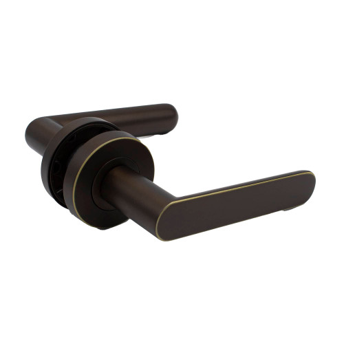 Manovella Fairhaven Lever Door Handle - Round Rosette - 57mm - Aged Brass