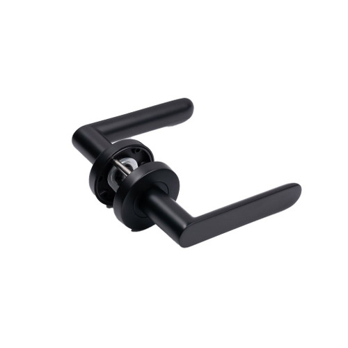 Manovella Fairhaven Lever Door Handle - Round Rosette - 57mm - Matte Black