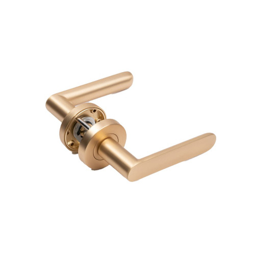 Manovella Fairhaven Lever Door Handle - Round Rosette - 57mm - Satin Brass